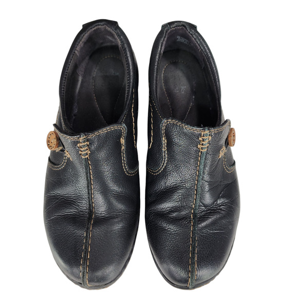 Clarks Slip On Loafers Shoes sz 8 M‎ Women Ashland Glow Leather Black Un Loop - Picture 8 of 10